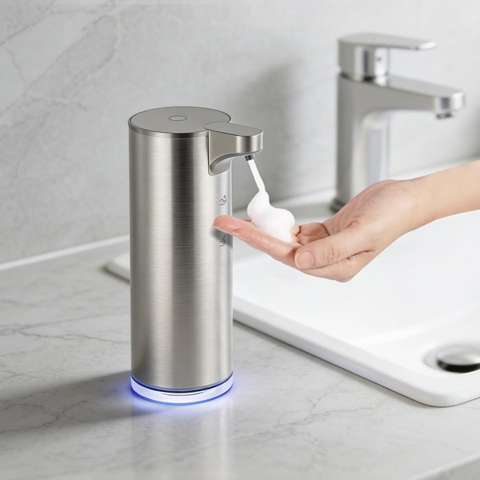 LAOPAO automatic foaming soap dispenser front view shows touchless hygiene and modern design
