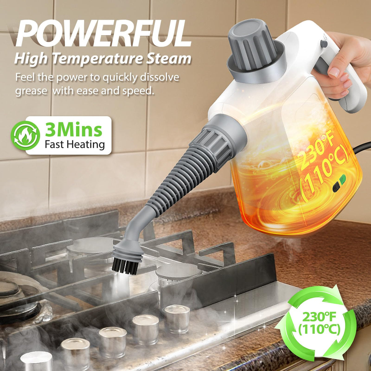 LaoTzi large 450ml tank image shows extended cleaning sessions without frequent refills.