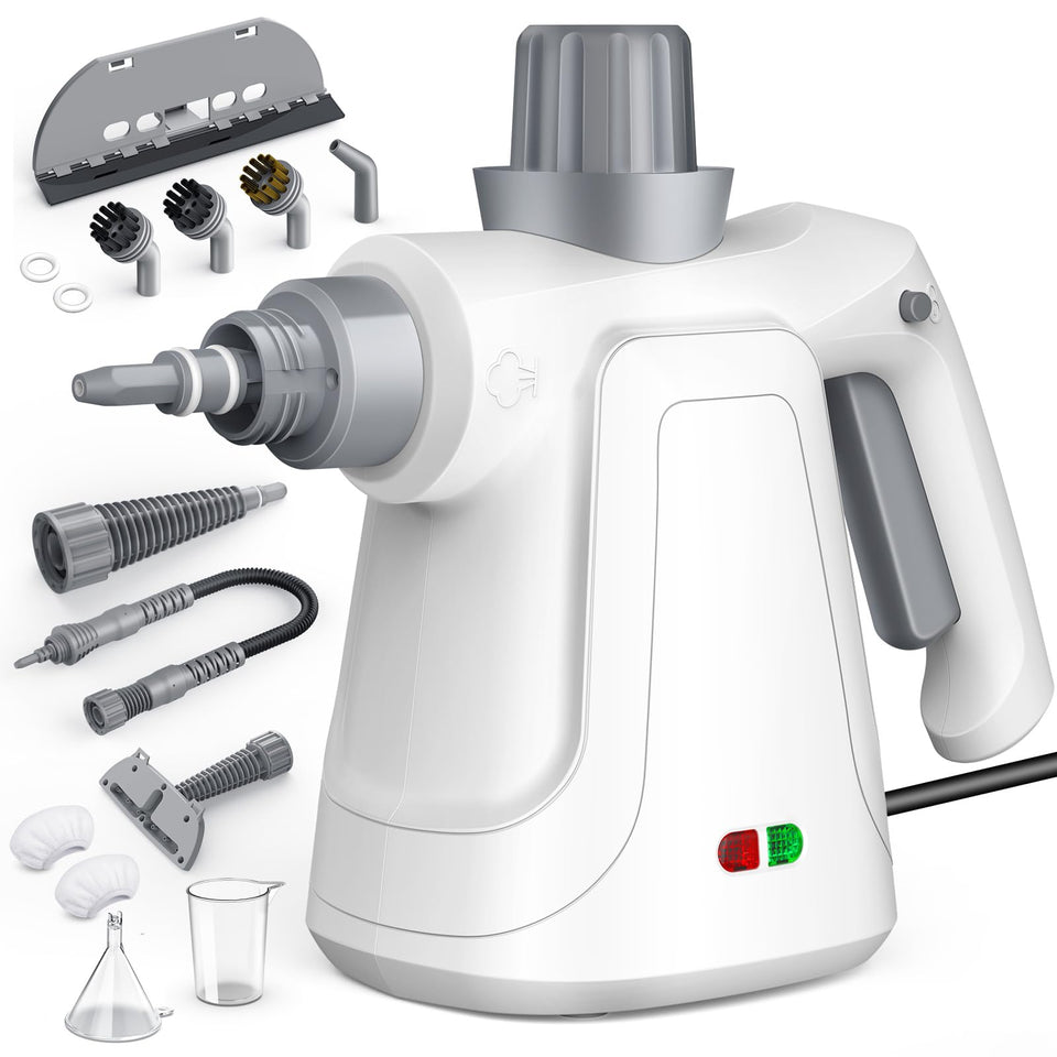 LaoTzi Steam Cleaner Handheld front view highlighting portable design for fast cleaning.