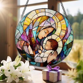 LAOWEIKI Baby Jesus Mary window decor suitable for homes or gifts