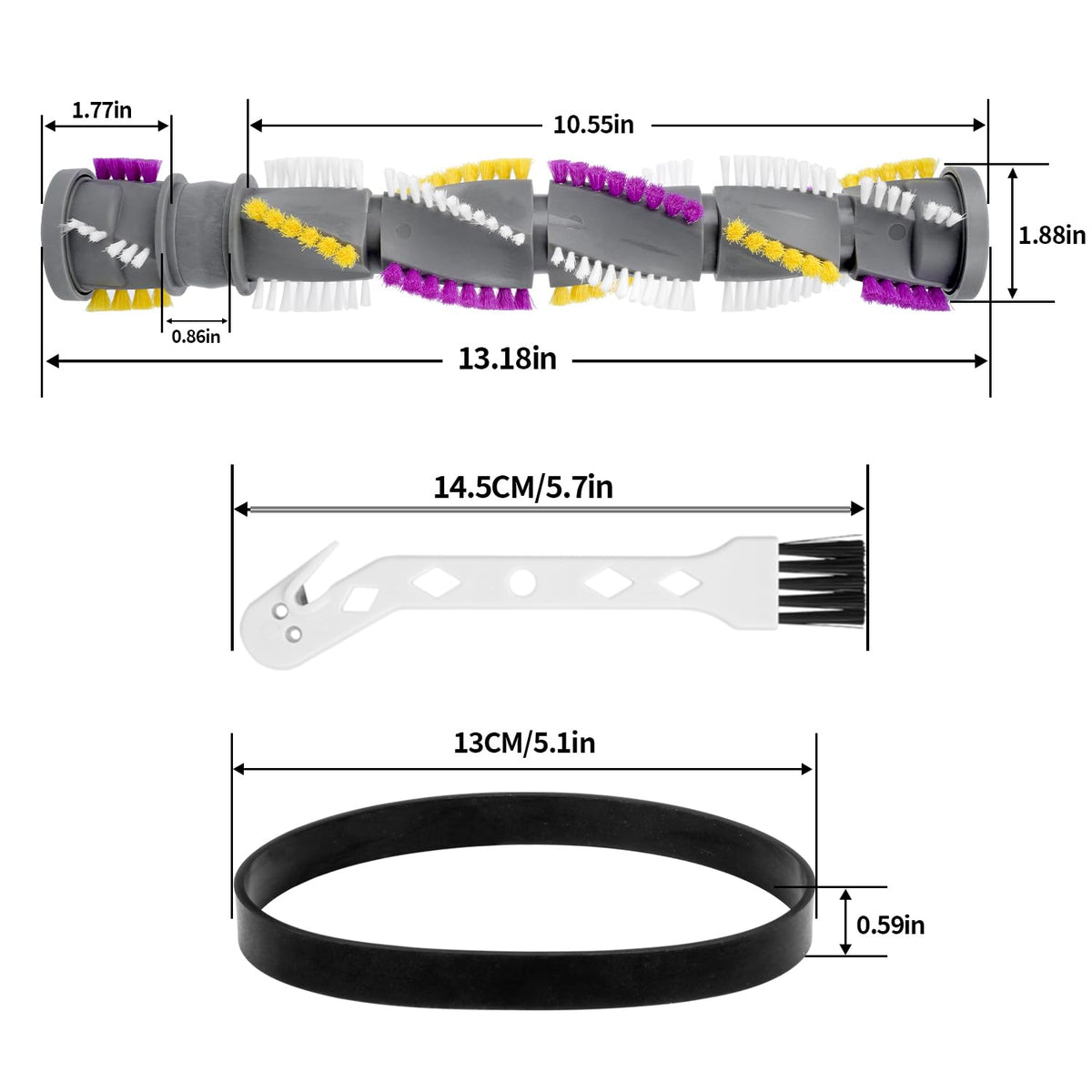 Close view of reinforced ABS roller and high-density bristles.