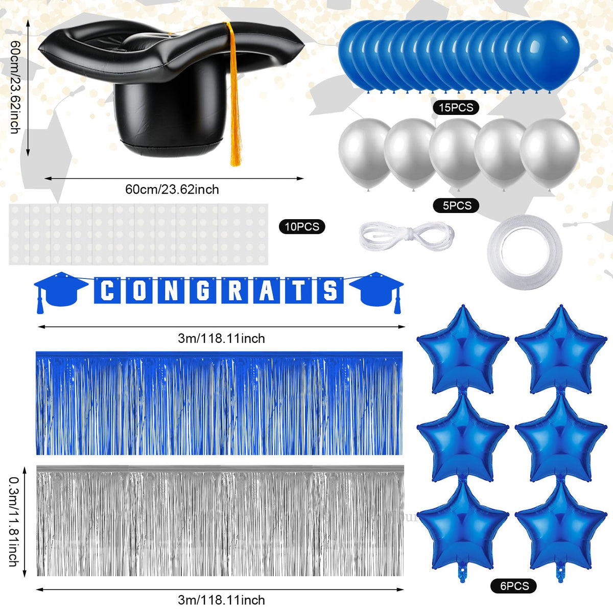LaRandom metallic banner set for coordinated graduation decor