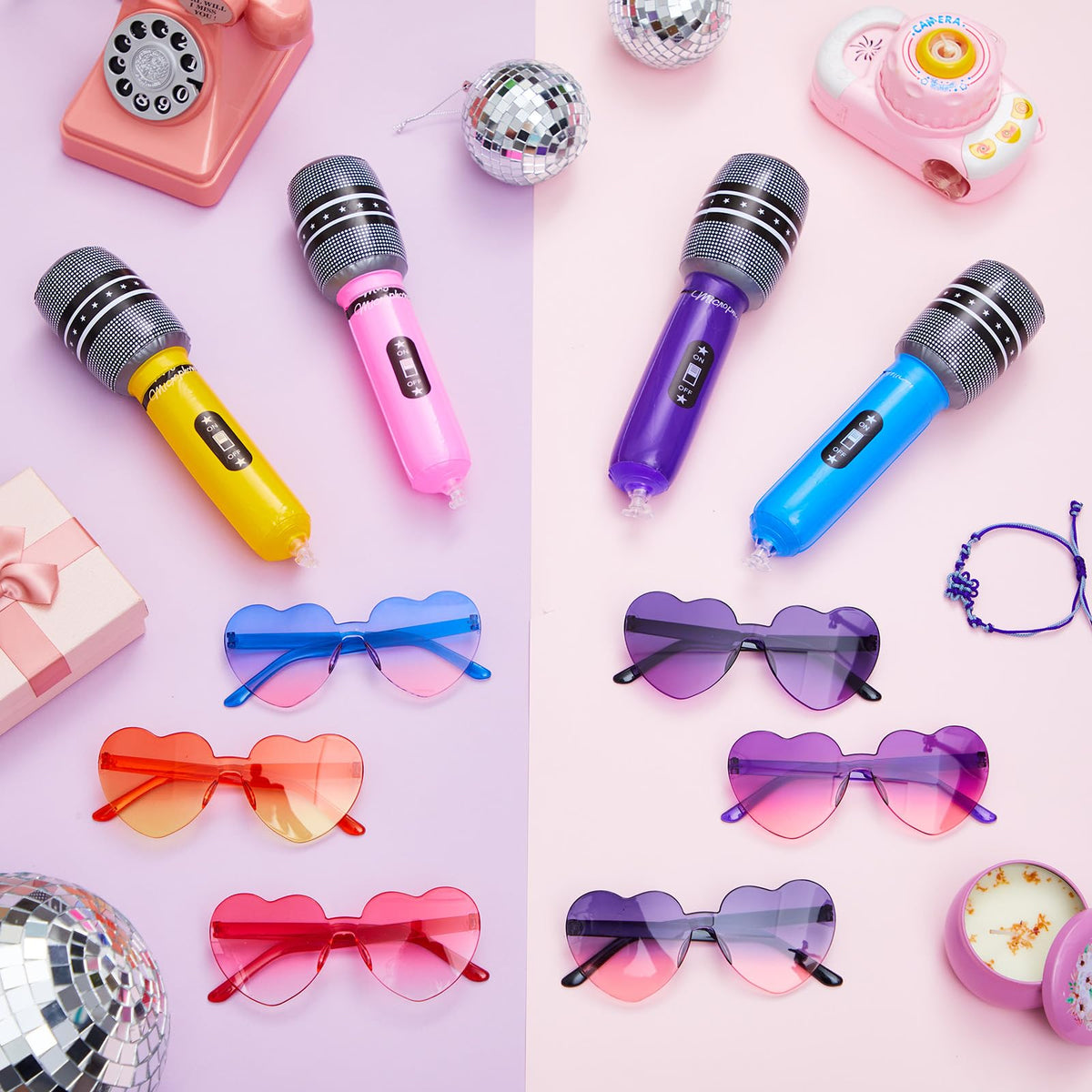 LaRandom blue heart sunglasses for K-pop parties, eye-catching style and all-day comfort.