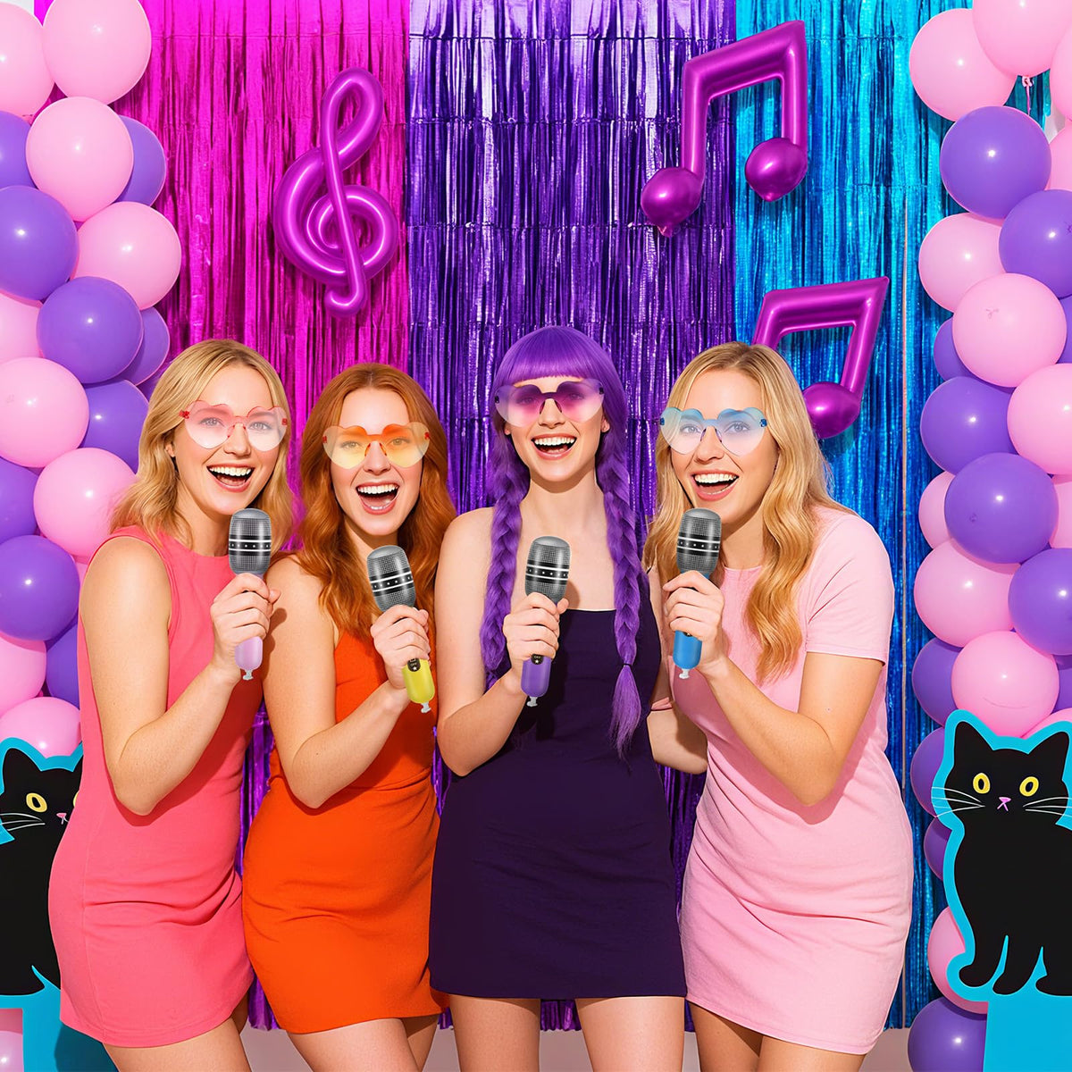 LaRandom purple inflatable microphone for K-pop events, bright design and interactive fun.