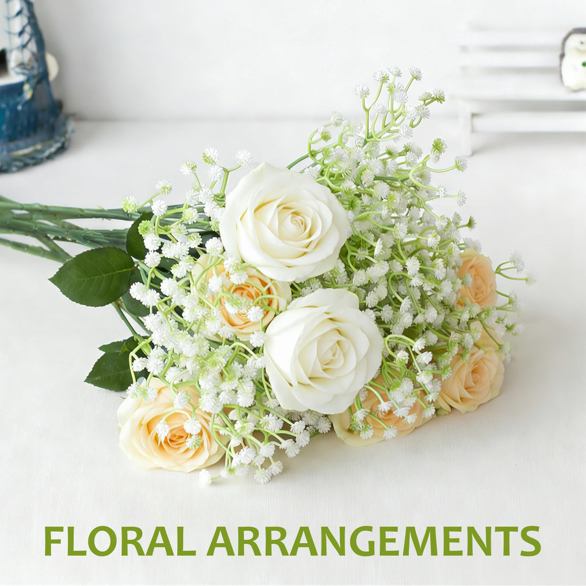 LarkAsh artificial babys breath stems 12 inches long for DIY bouquets.