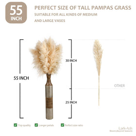Tall pampas grass decor setup in beige for boho ambiance