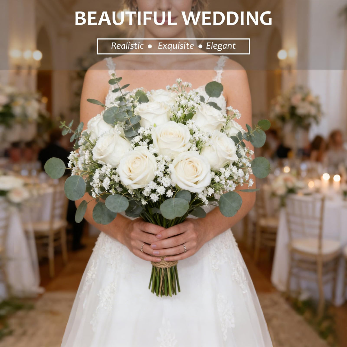 LarkAsh white babys breath flowers with real-touch finish for elegant centerpieces.