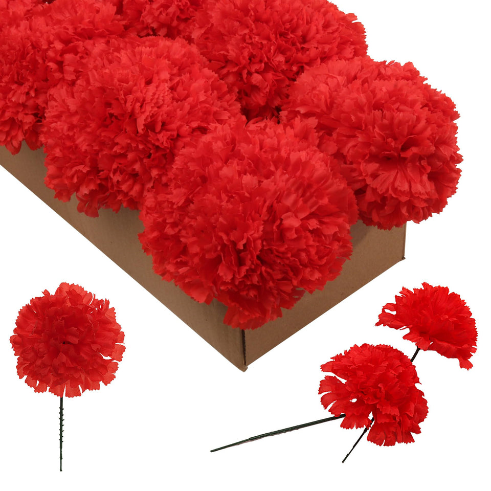 Larksilk artificial carnations with three-and-a-half-inch blooms ideal for budget-friendly wedding centerpieces.