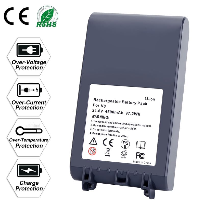 Lasica V8 battery 21.6V lithium design delivers reliable power.