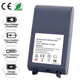 Lasica V8 battery 21.6V lithium design delivers reliable power.