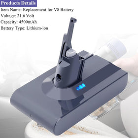 Lasica V8 battery compatibility with Dyson V8 simplifies replacement.