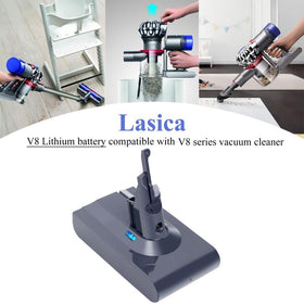 Lasica V8 battery with safety certifications ensures compliant use.