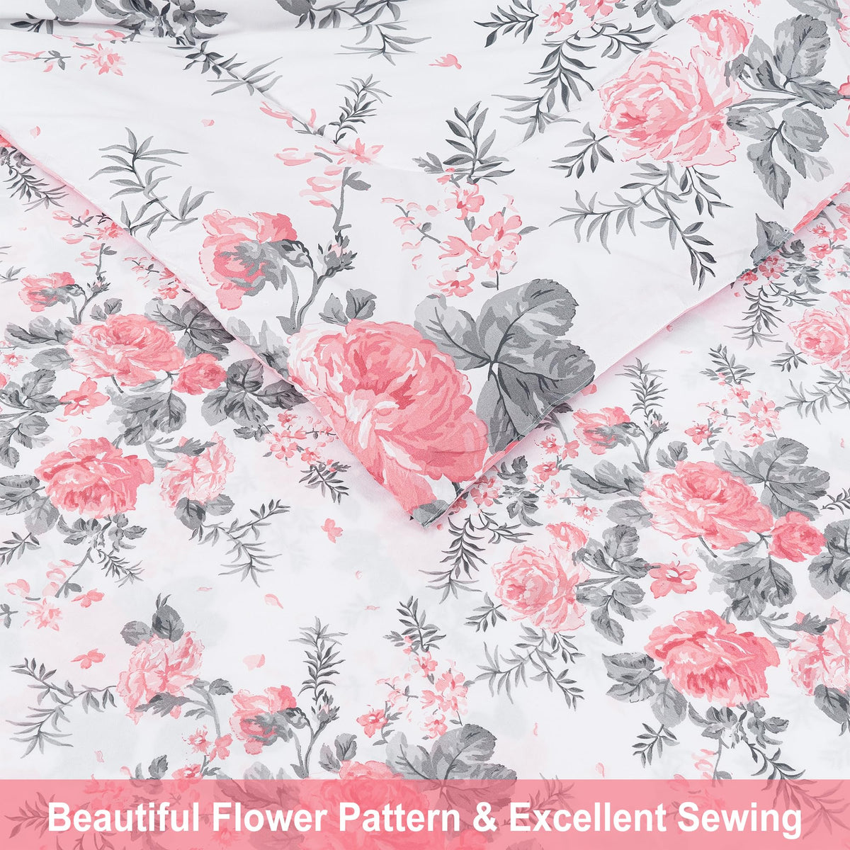 lasoftan Floral Queen flat sheet laid flat for easy bed making and layering