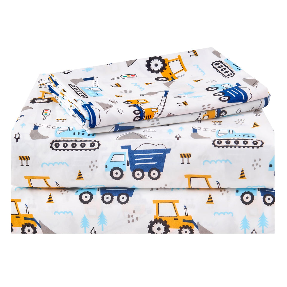 lasoftan kids sheet full set with white car pattern offers playful decor and gentle comfort