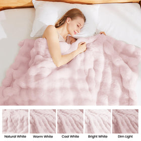 Latepis pink faux fur throw bubble closeup for gifting or personal indulgence.