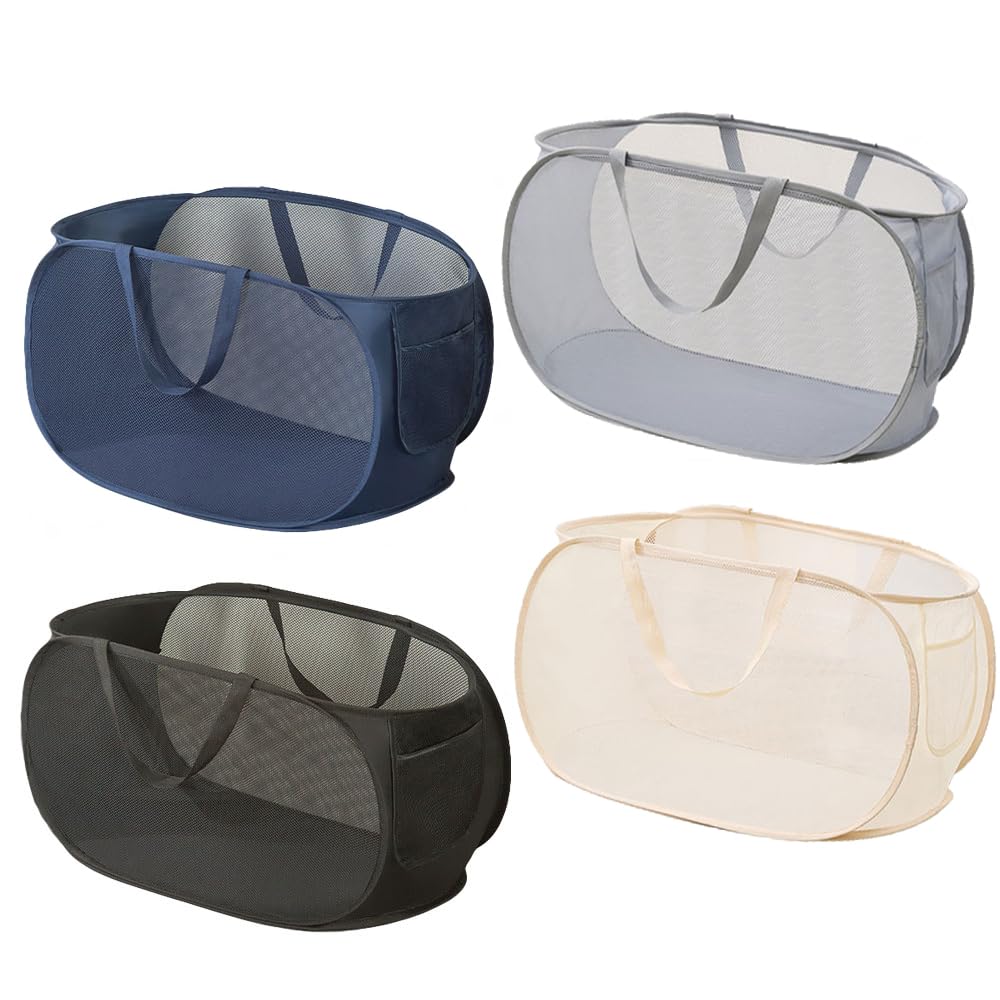 Lateronon 4Pcs collapsible laundry baskets open design for easy sorting and washing