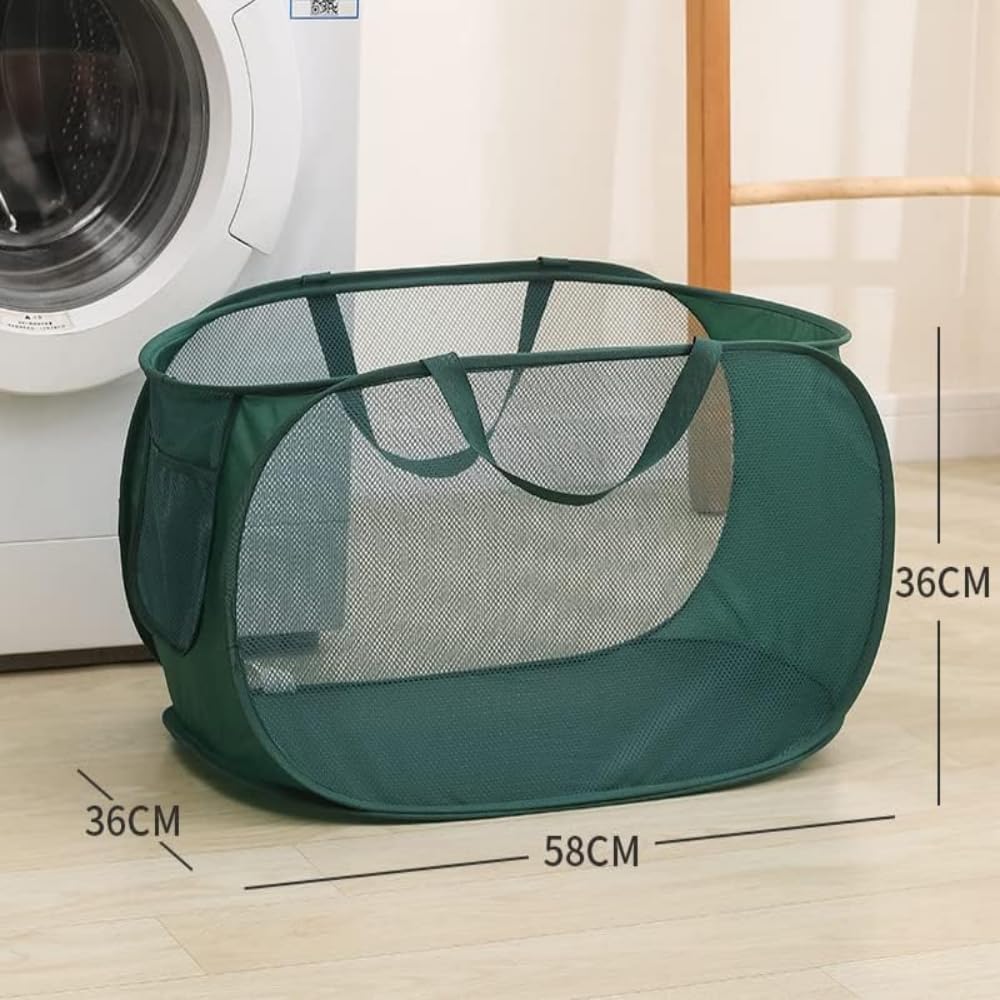 LATERONON mesh popup laundry hamper side-pocket for extra organization