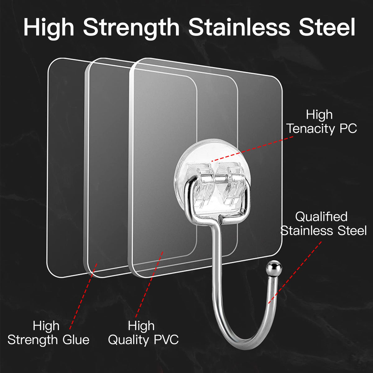Latoxcaa heavy-duty adhesive hook pack-20 supports up to 44 lbs on smooth surfaces