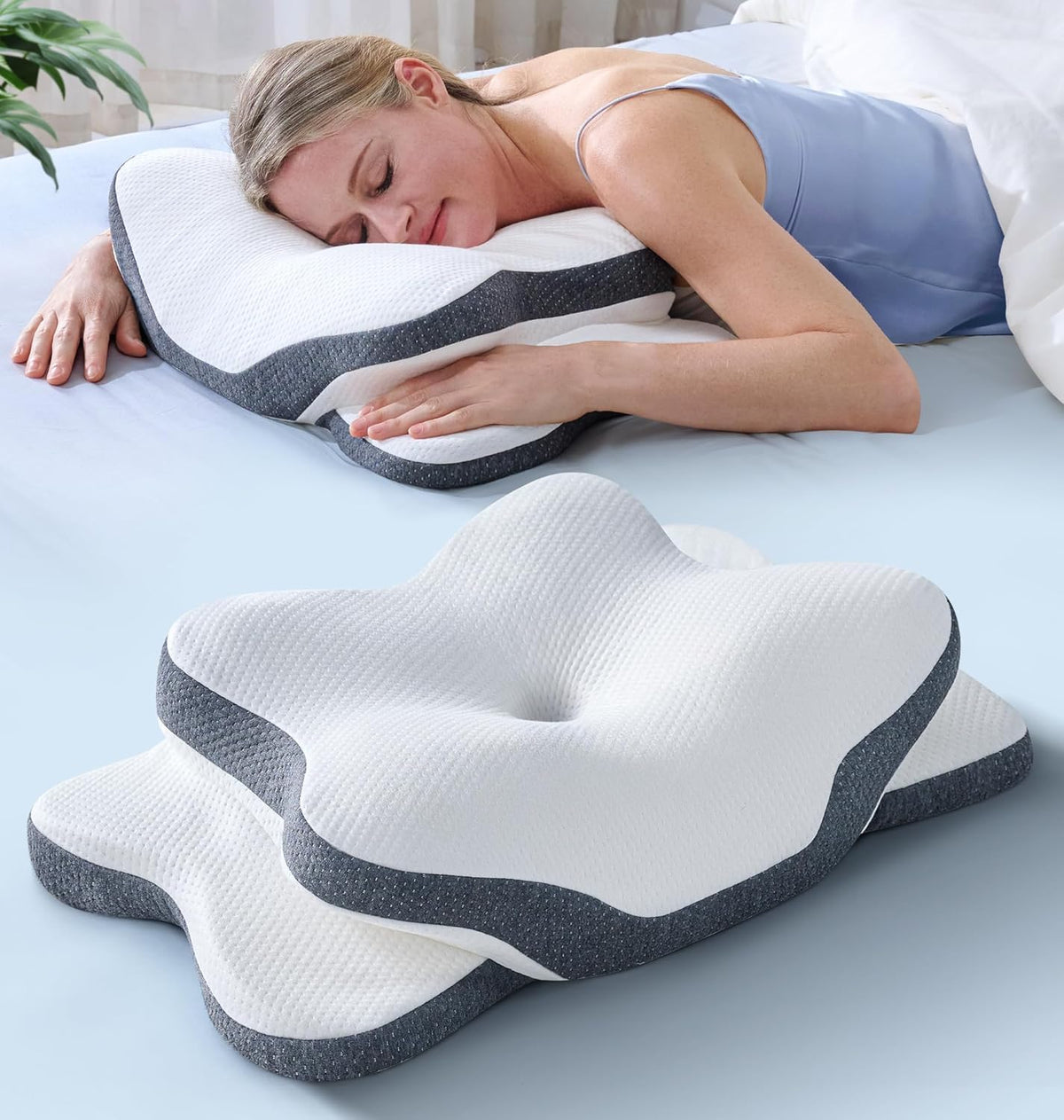 Latree hollow contour neck pillow supports neck alignment for side sleepers.