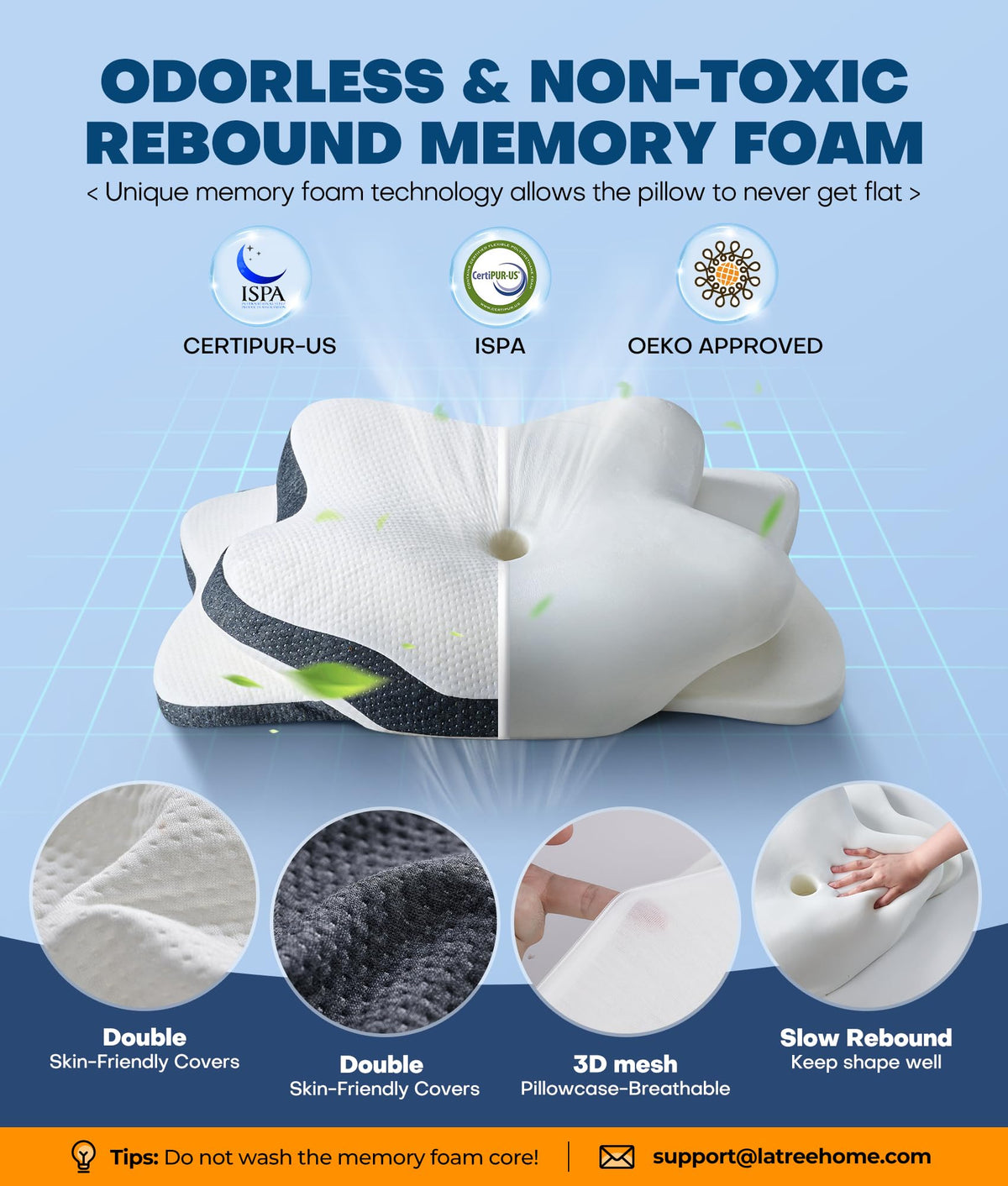 Latree odorless CertiPUR-US materials ensure a safe sleeping environment.