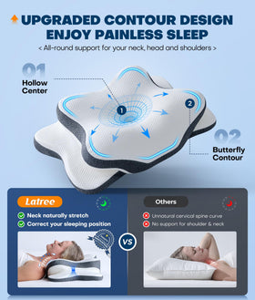 Latree side-sleeper support strengthens shoulder comfort for side sleeping.