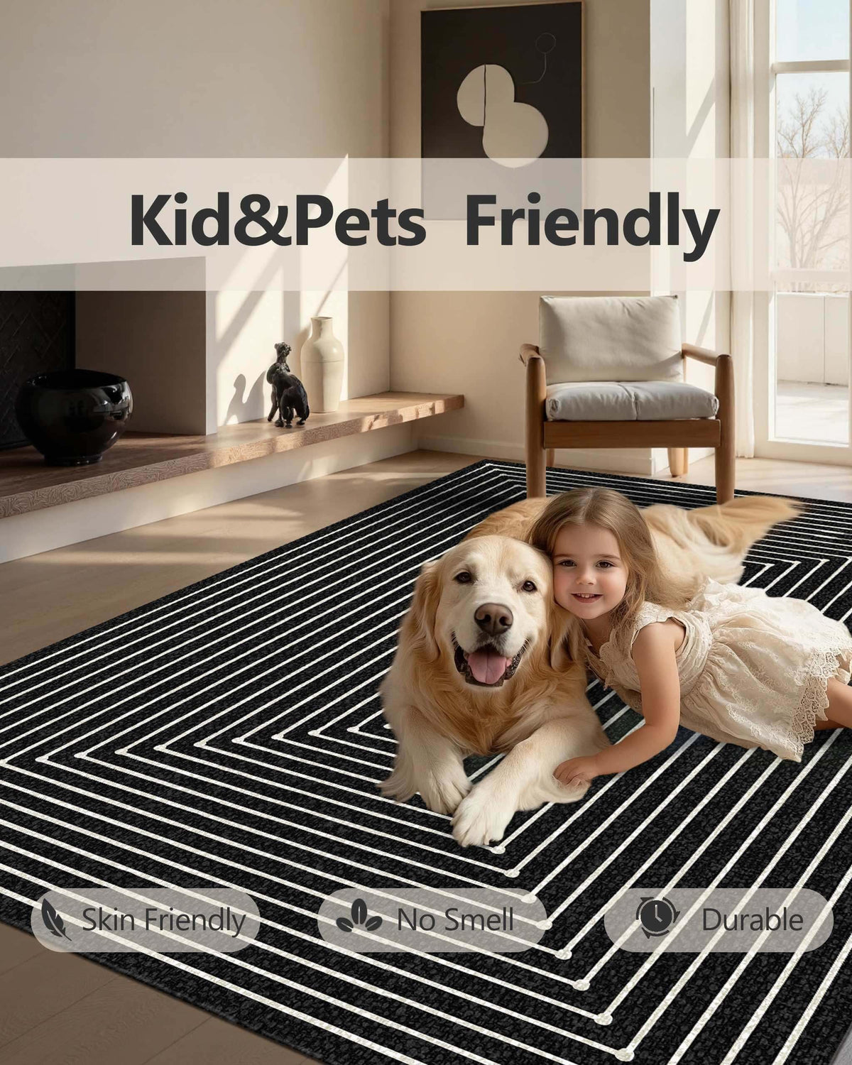 Latte&Fog versatile rug suitable for living rooms, bedrooms, and more.