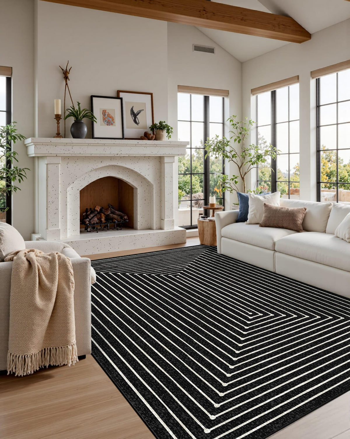 Latte&Fog machine washable rug for easy deep cleaning.
