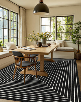 Latte&Fog non-slip backing keeps the rug secure on floors.