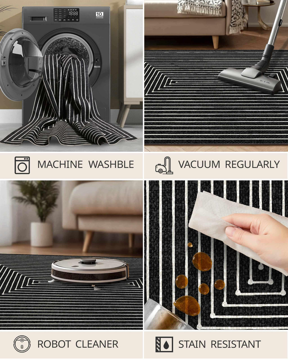 Latte&Fog non-slip backing ideal for high-traffic areas.