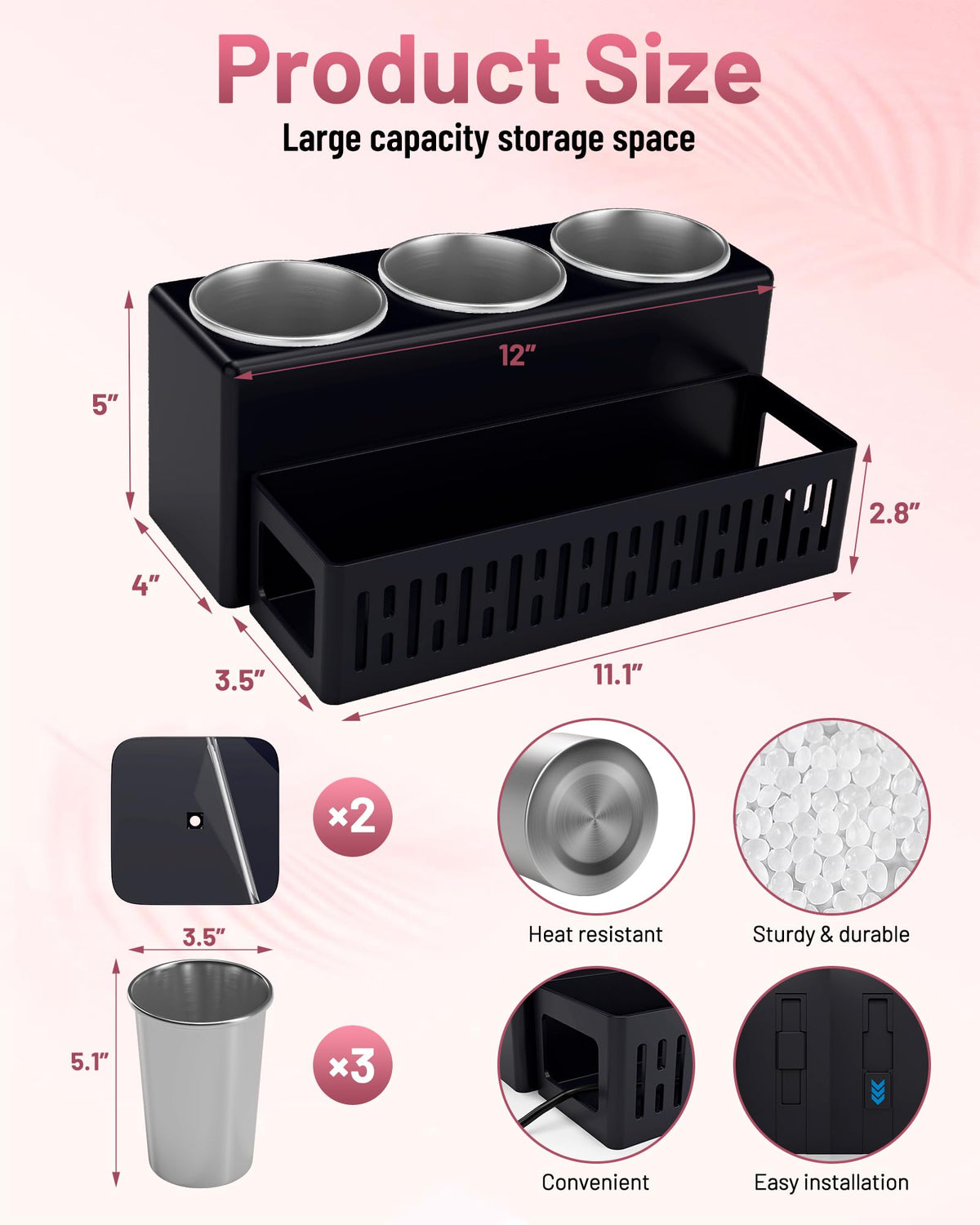 LATTYSY detachable cups showcase stainless steel design for safe hot-tool storage