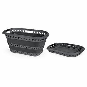 Laundry 360 collapsible basket closed for compact storage and 40L capacity.
