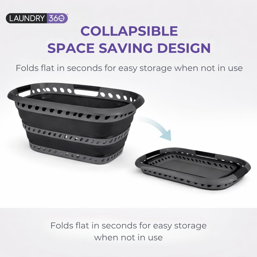 Laundry 360 collapsible basket in pop-up position for quick setup.