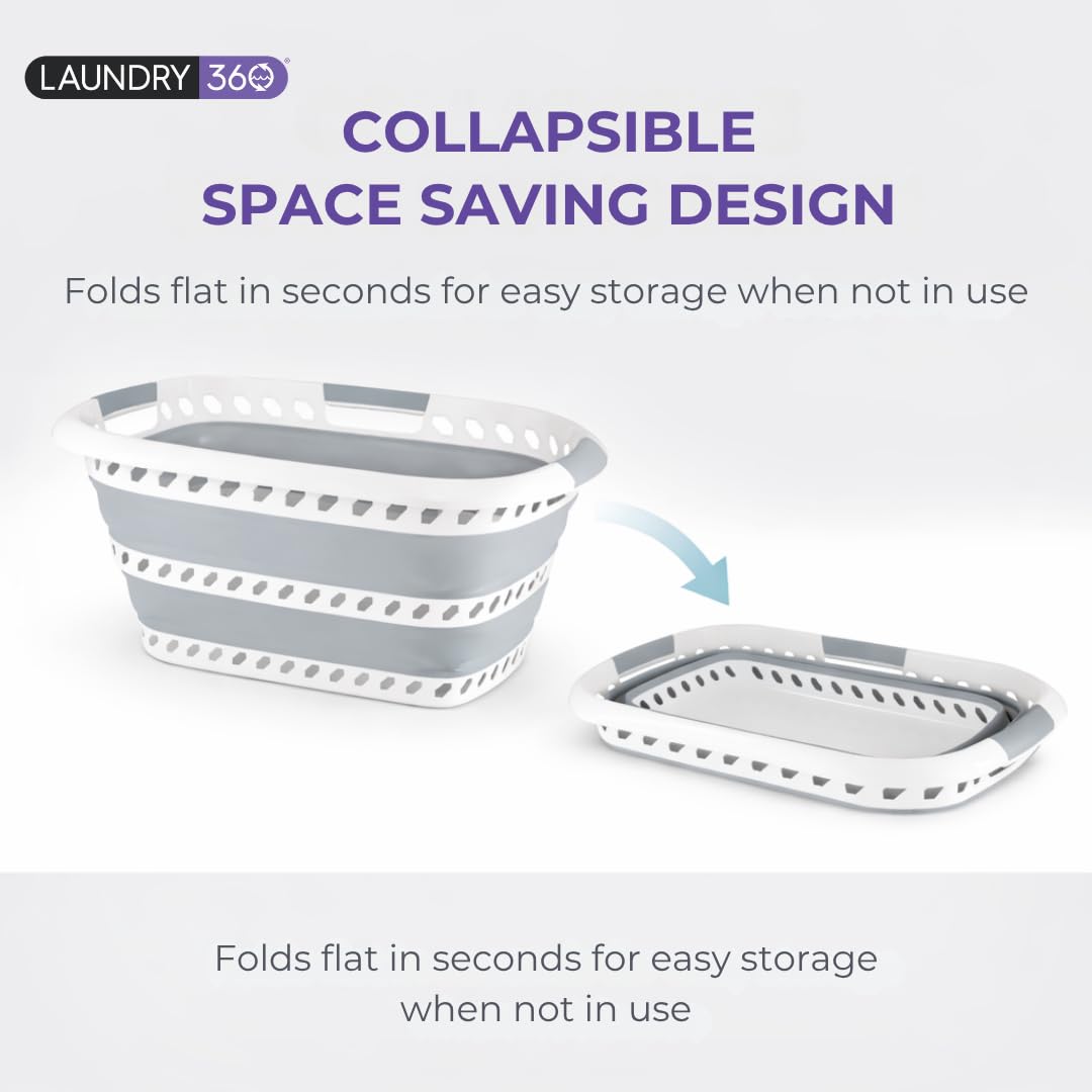 Laundry 360 basket shown in pop-up setup for instant use