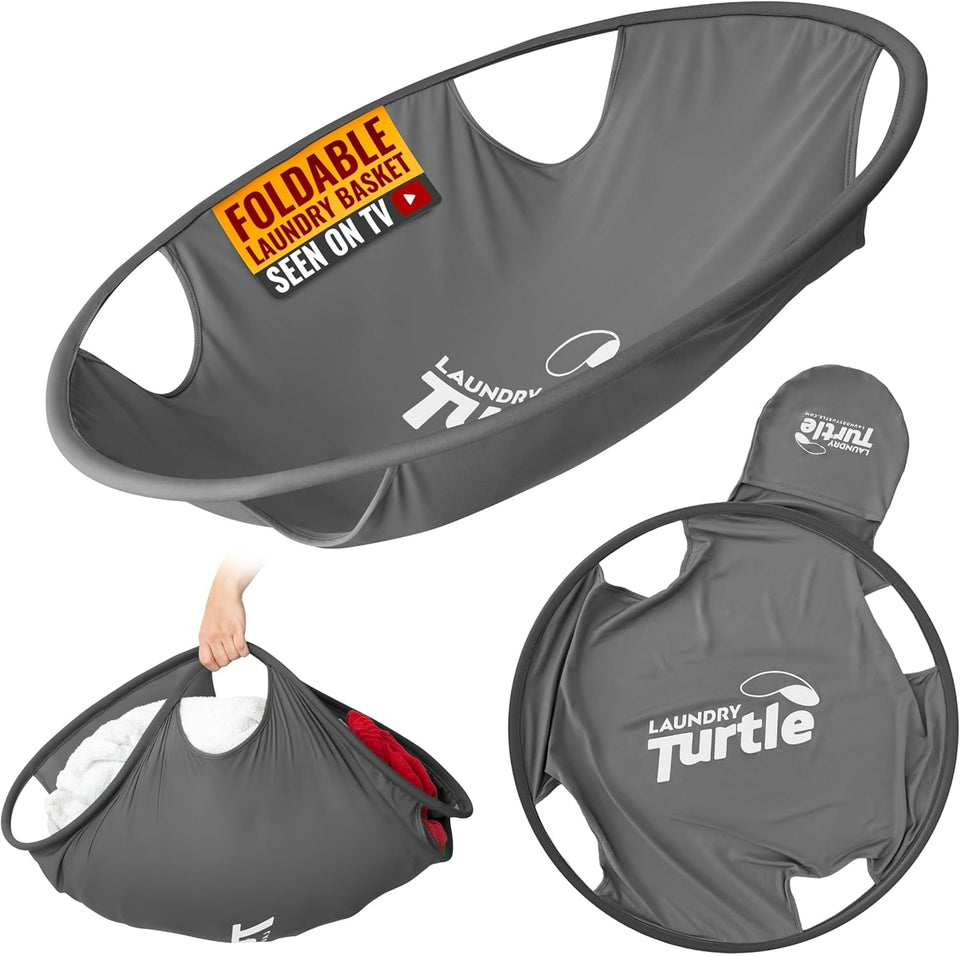  Laundry Turtle collapsible basket open view showing easy transfer from washer to dryer
