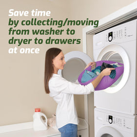 Laundry Turtle foldable laundry hamper stored flat when not in use.