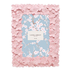 Laura Ashley 4x6 pink frame on desk adds floral focal point