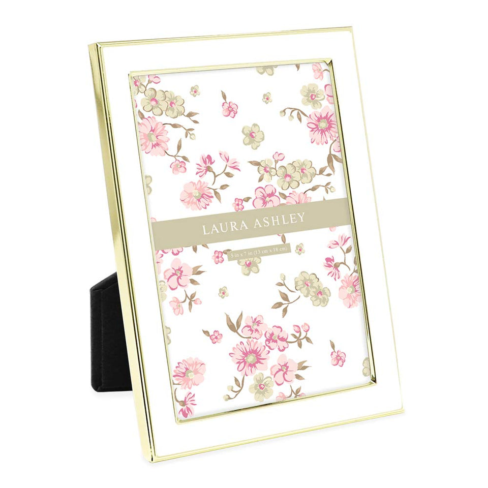 Laura Ashley 5x7 frame with white enamel and gold edge for elegant display.