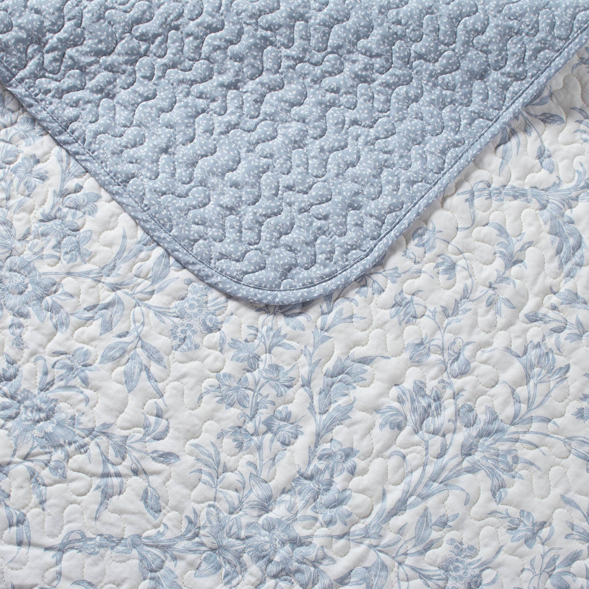 Laura Ashley Amberley Blue king quilt shams with back envelope closure for tidy sleep setup