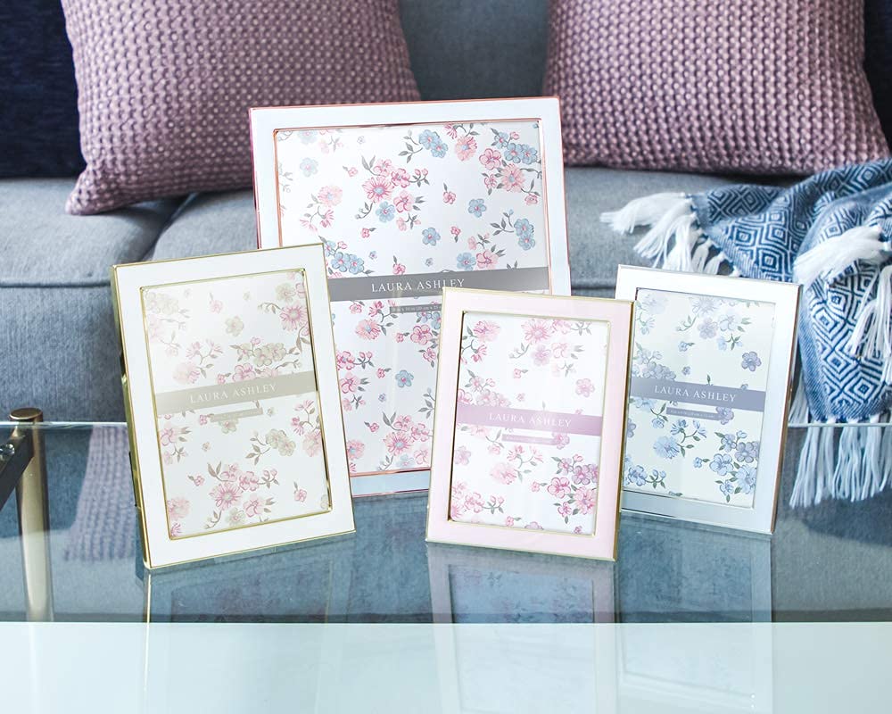 Laura Ashley frame border detail in silver brings classic-modern charm.