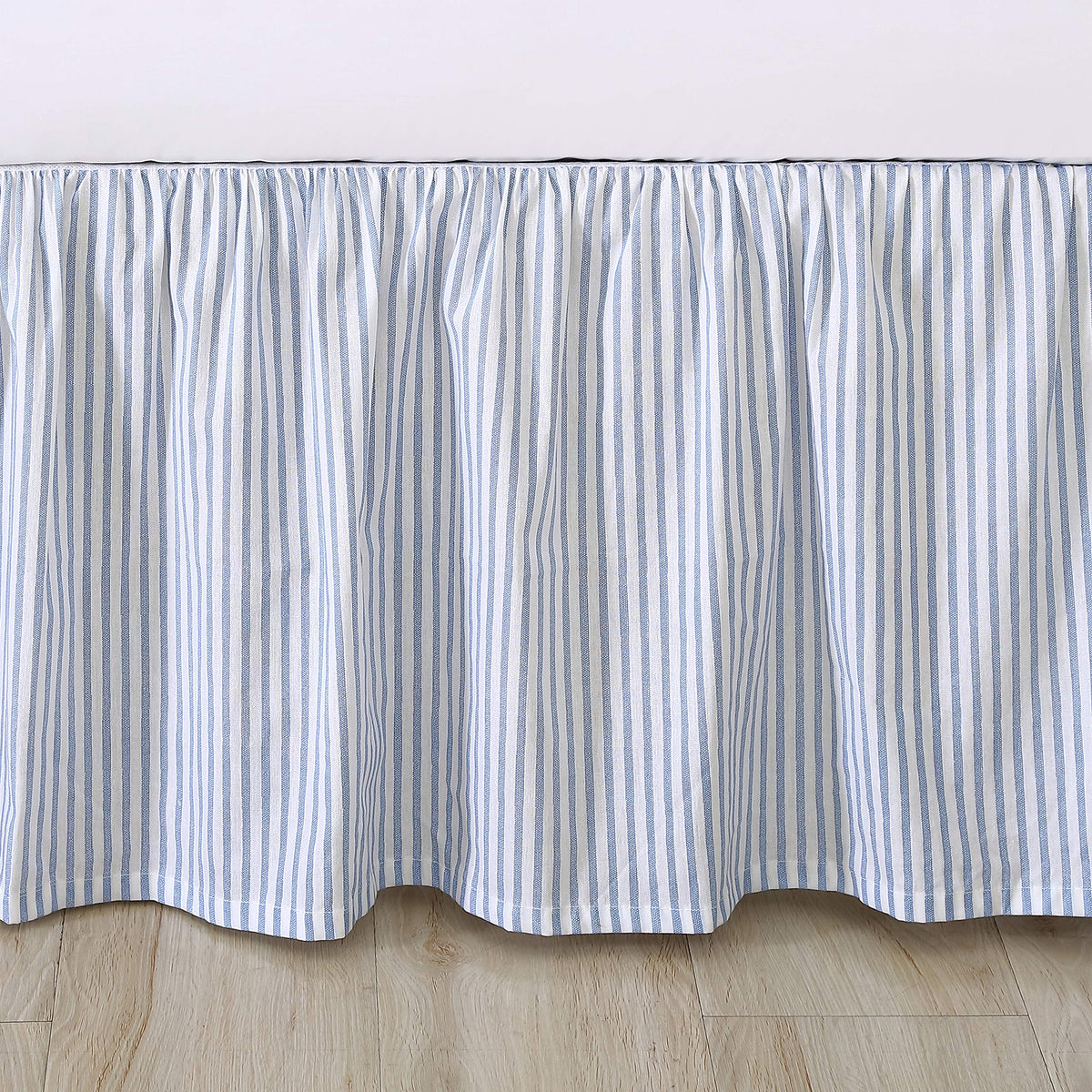 Laura Ashley care-ready bedskirt is machine washable for easy care.