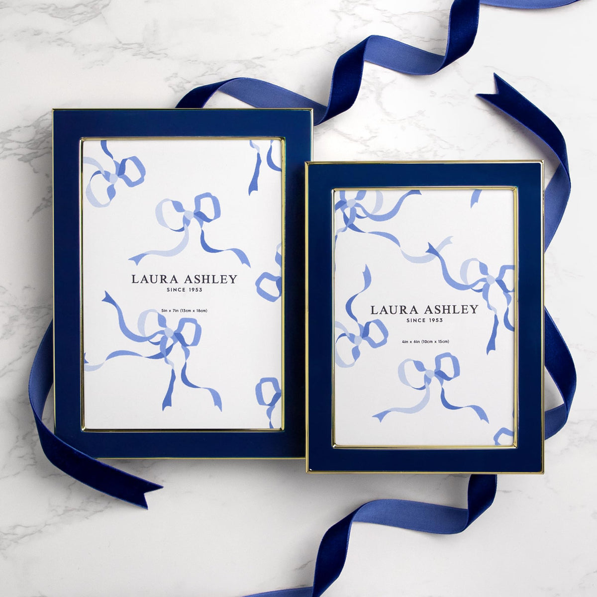 Laura Ashley frame on two-way easel for versatile tabletop or shelf display.