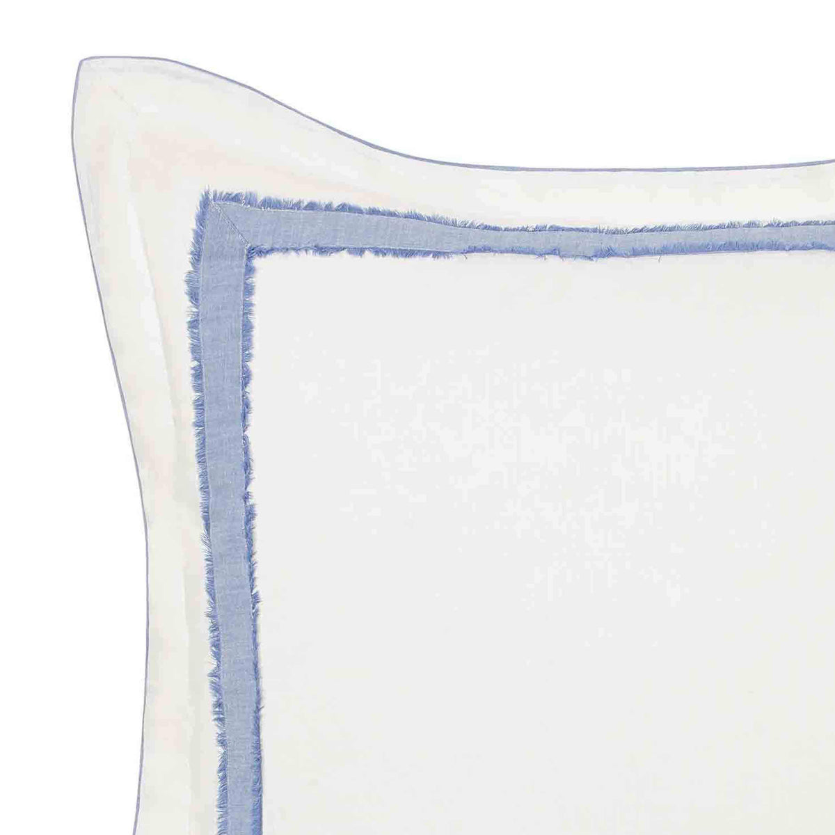 Close-up of blue applique banding on Laura Ashley Mila Blue Euro Sham for timeless look.