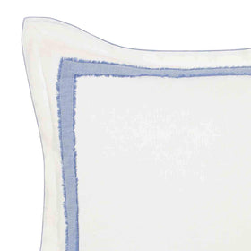 Close-up of blue applique banding on Laura Ashley Mila Blue Euro Sham for timeless look.