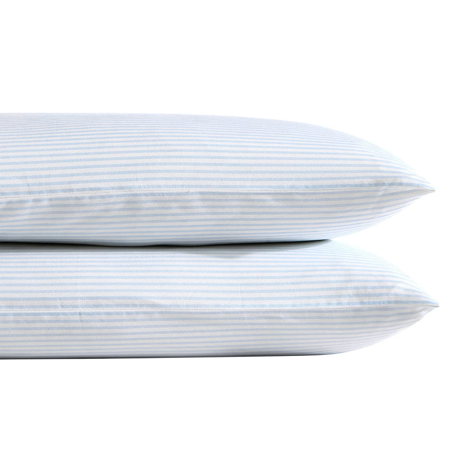 Laura Ashley Ramona Blue standard pillowcase 21x32 with 4-inch hem for a crisp finish.