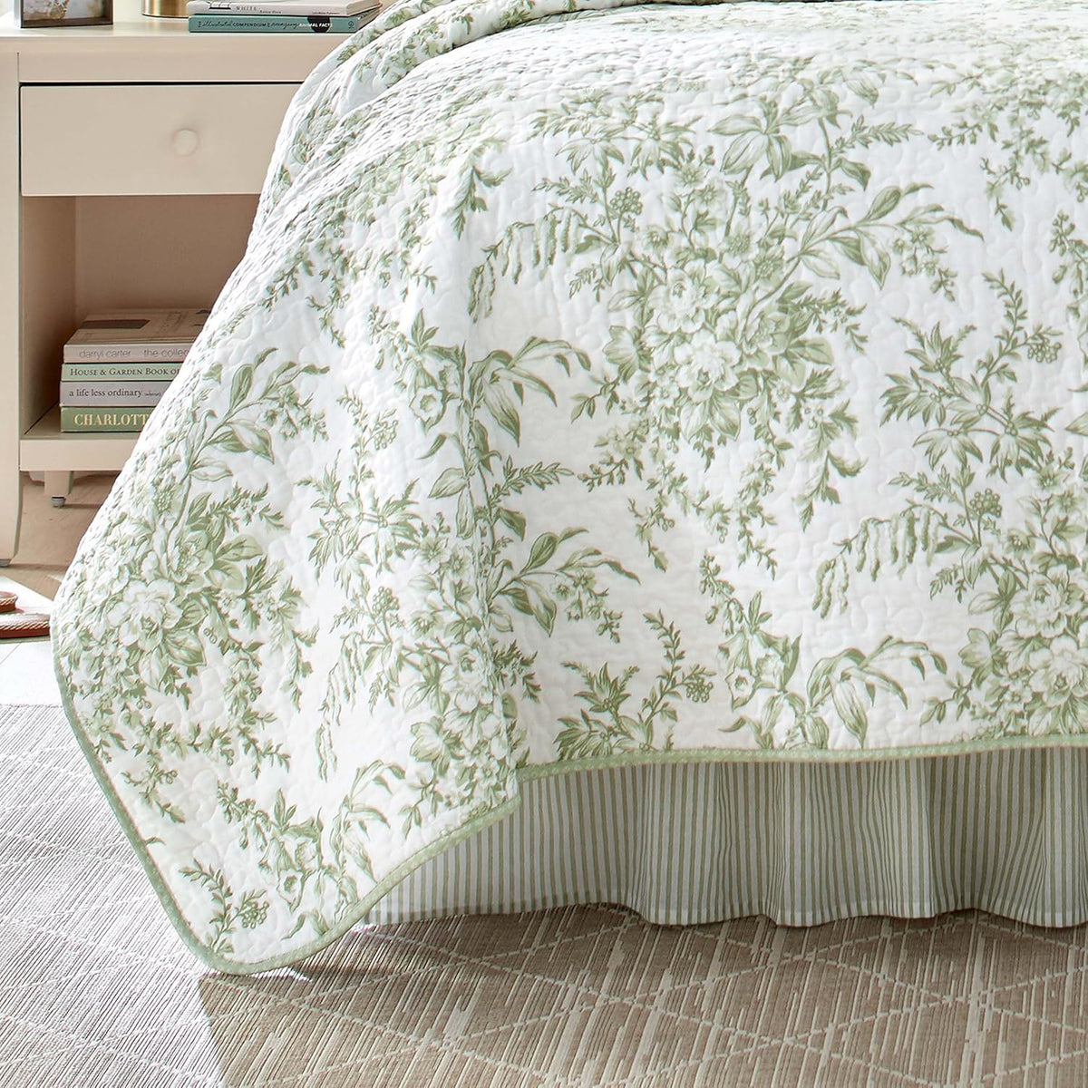 Bedroom scene showing quilt on bed for real-life styling ideas