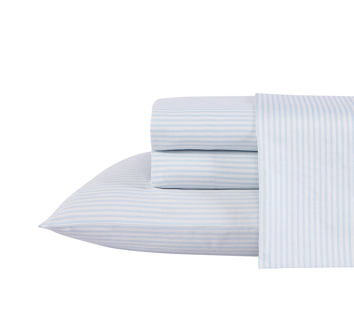 Laura Ashley Ramona Blue king flat sheet with silky sateen finish.