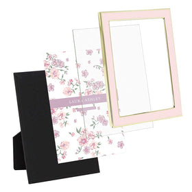 Soft fabric easel supports quick photo changes on the Laura Ashley frame.
