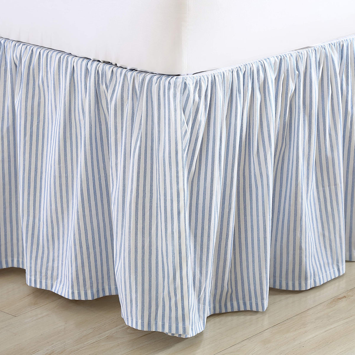 Laura Ashley ticking stripe design adds timeless style to your bedding ensemble.