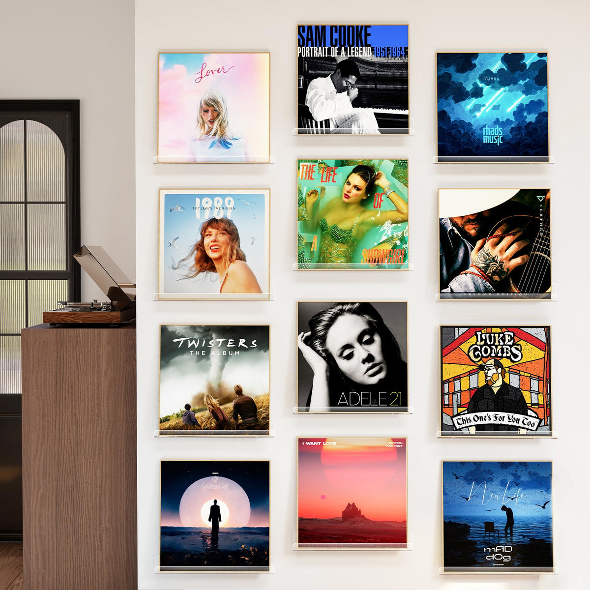 Laurensory front lip shelf securely holds wall displays
