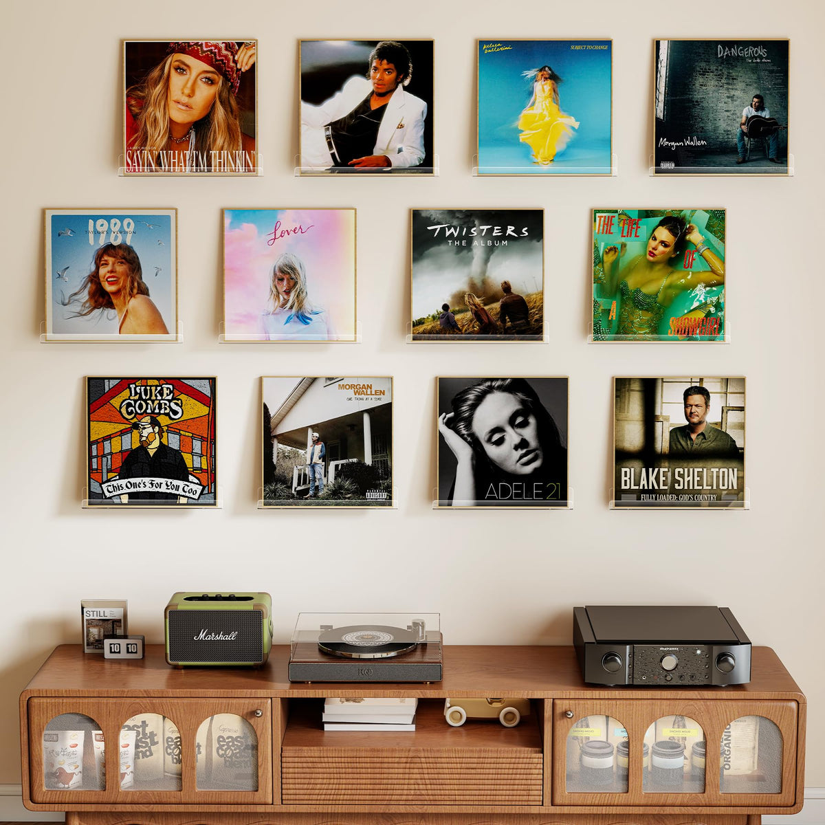 Laurensory multi-function shelf suitable for vinyl, books, and magazines